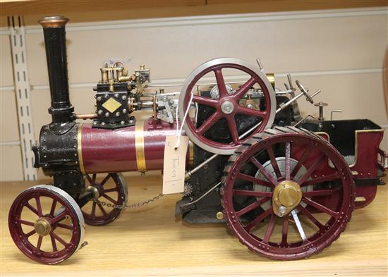 A live steam scale model traction engine, mid-20th century, L 43cm H 30cm (max)